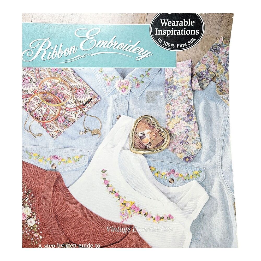 Vtg Bucilla Ribbon Embroidery STEP-BY-STEP Guide Booklet Retro Fashion Craft